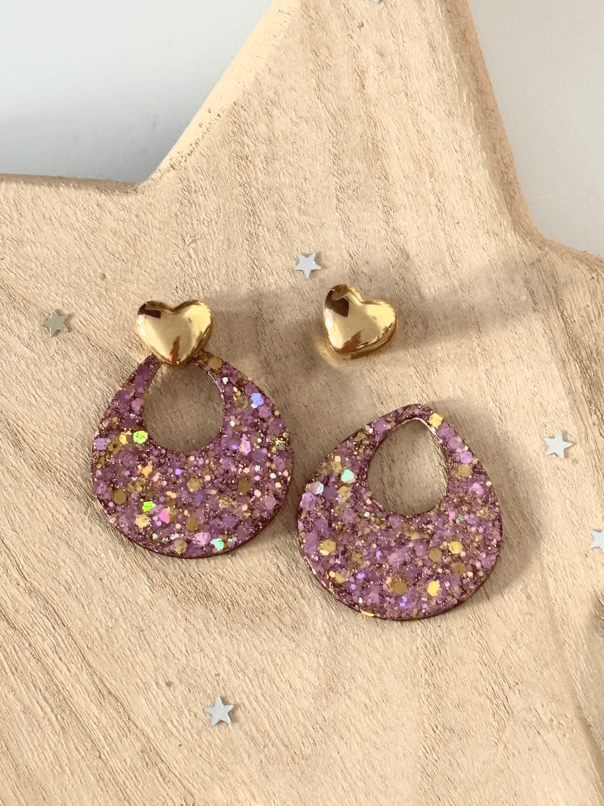 Boucles d’oreilles Queen rose et doré